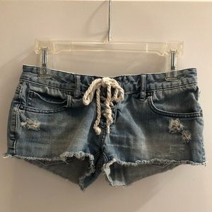 Hurley Distressed Short Shorts Size 0 Tie Front
